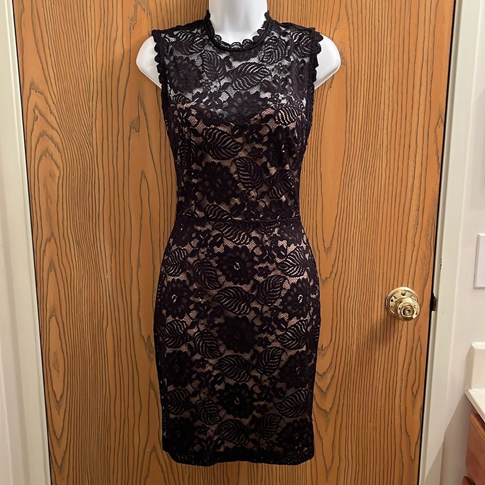 Mystic Black Lace Backless Mini Dress